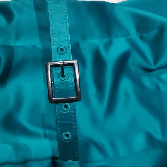 Ann Taylor Belted Satiny Sleath Dress Size 4 Peacock Blue Green - Picture 2 of 5